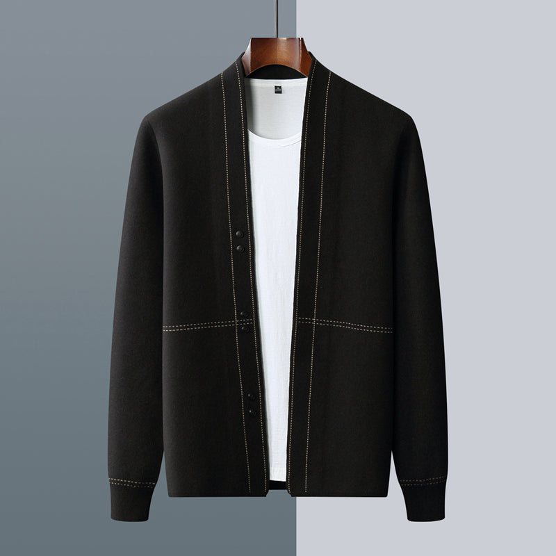 Plaid knit cardigan for men | Calder -3