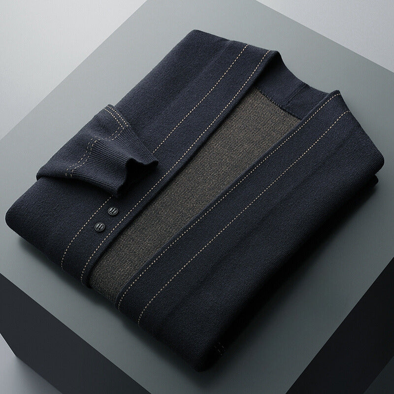 Plaid knit cardigan for men | Calder -4