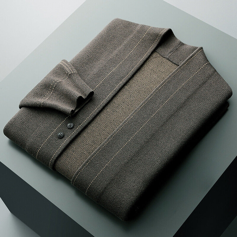 Plaid knit cardigan for men | Calder -5