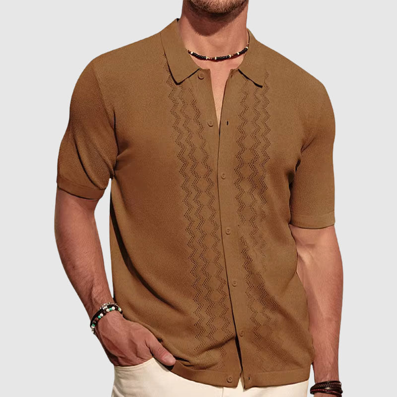 Elegant short sleeve knitted shirt for men | Eliano -2