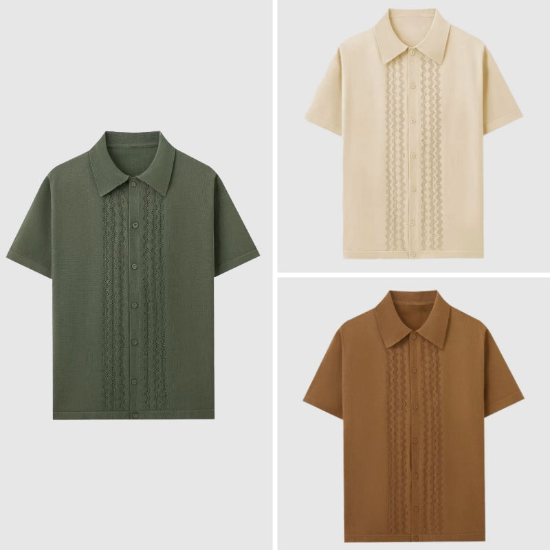 Elegant short sleeve knitted shirt for men | Eliano -4