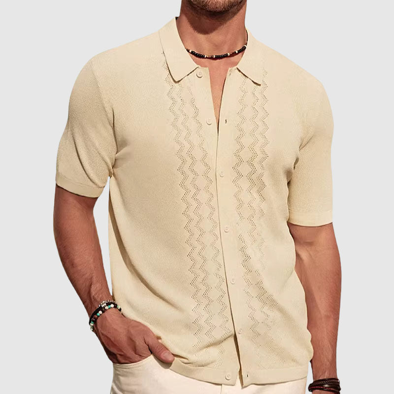Elegant short sleeve knitted shirt for men | Eliano -3