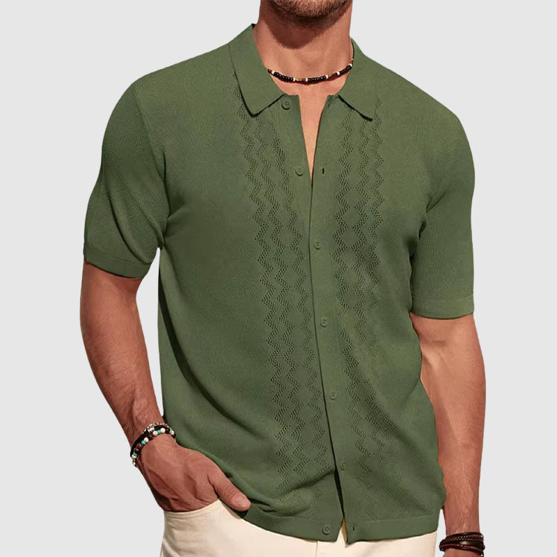 Elegant short sleeve knitted shirt for men | Eliano -1