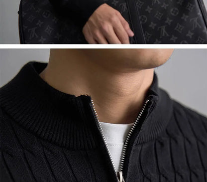 Classic cable-knit half-zip everyday jumper for men | Ellison -15