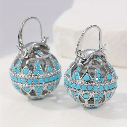 Globe drop earrings with filigree-inspired detail for women | Elowyn