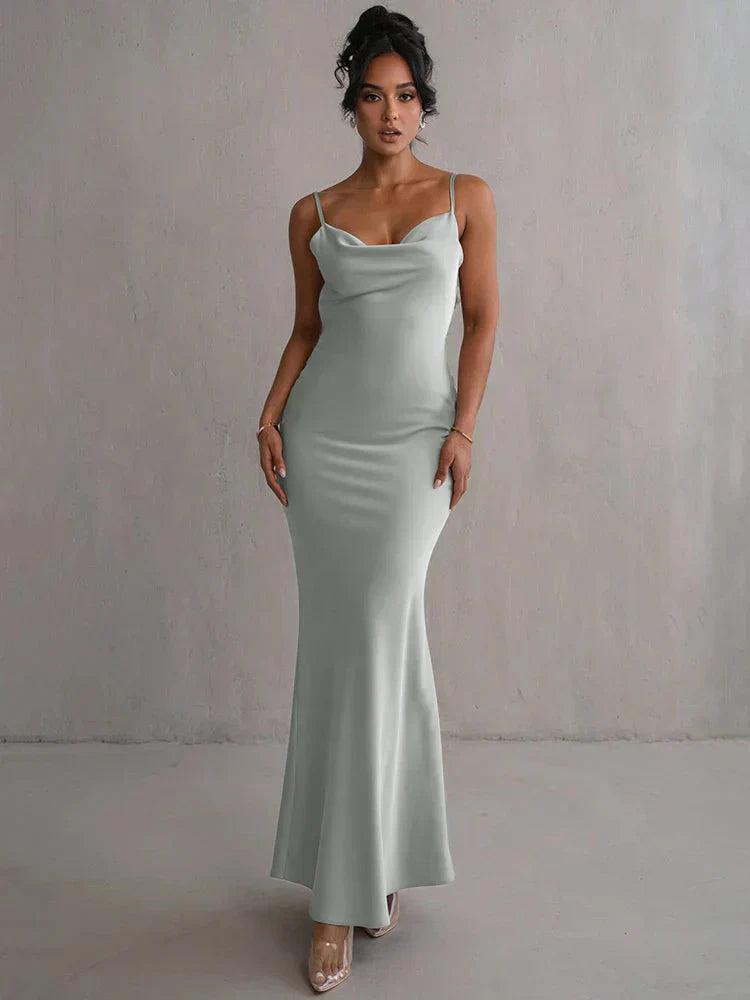 Satin flower dress for women | Cassiane -6