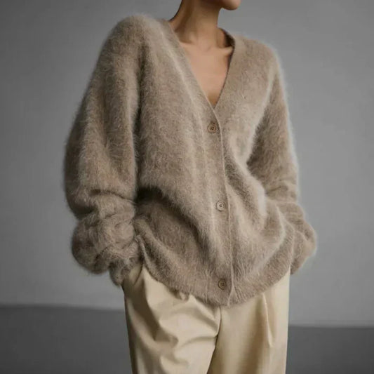 Elegant loose-fit cashmere cardigan for women | Ella -1