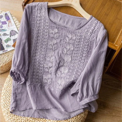 Flowing embroidered blouse for women | Celeste -6