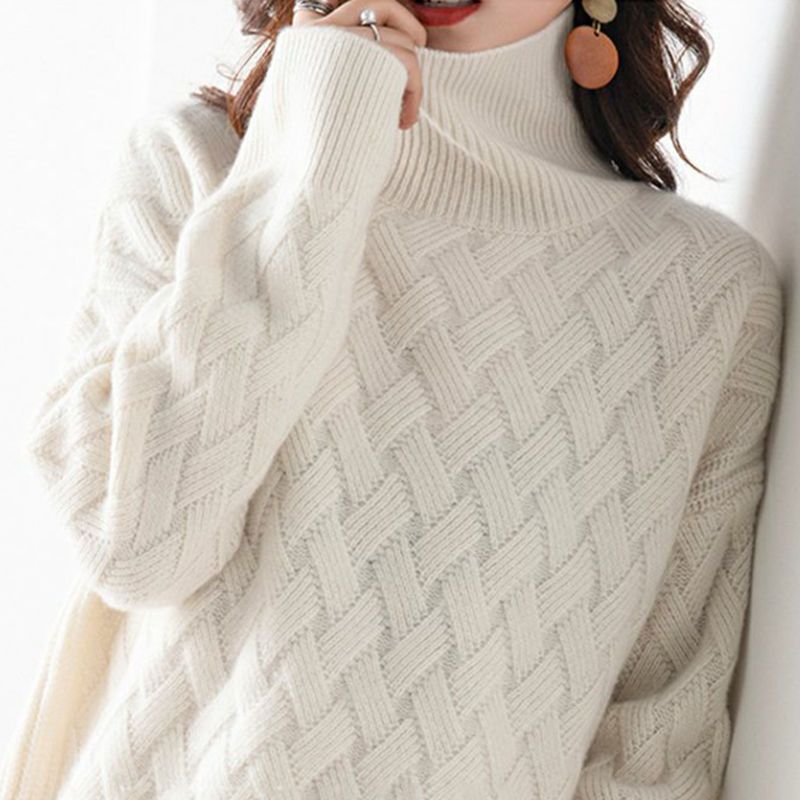 Oversized turtleneck knit jumper for women | Elowen -4