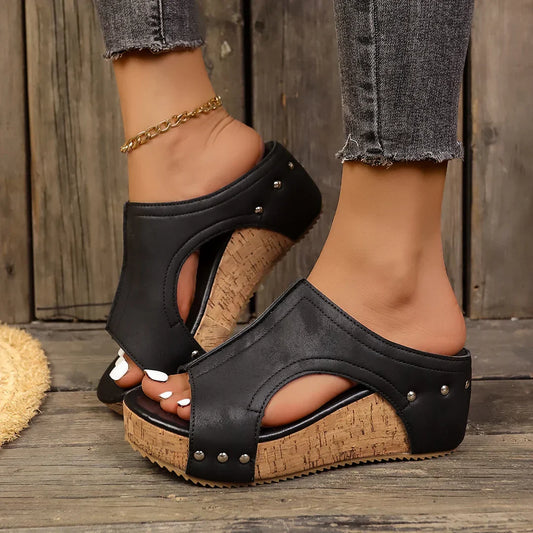Chic studded wedge heels for women | Elara -1