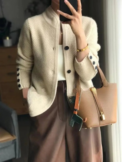Timeless button-up cardigan graceful fit jacket for women | Elowen -2