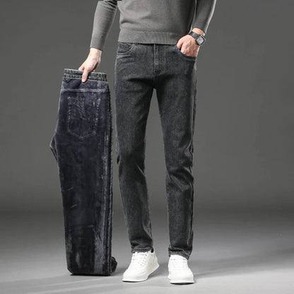 Fleece lined classic denim jeans trousers for men | Kellan -7