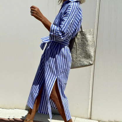 Chic striped dress shirt for women | Isla -4