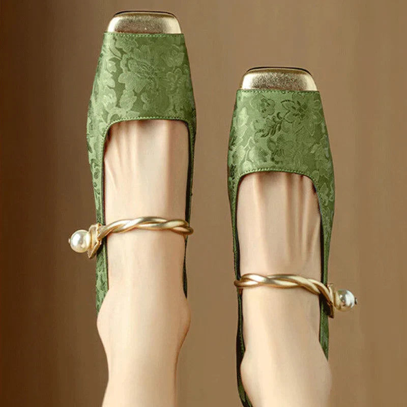 Casvian floral embossed square toe heels for women | Amara -4