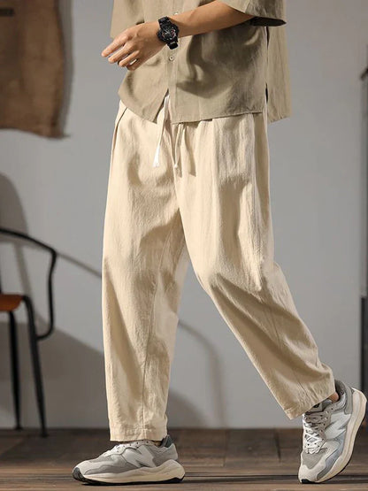 Relaxed drawcord straight leg trousers for men | Solen -1