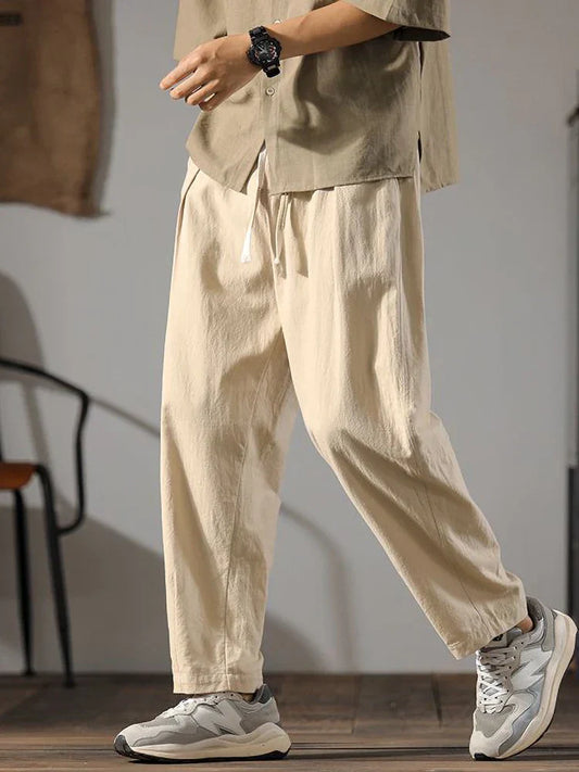 Relaxed drawcord straight leg trousers for men | Solen -1