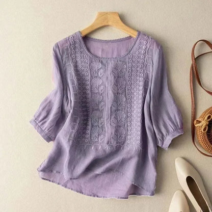 Flowing embroidered blouse for women | Celeste -5