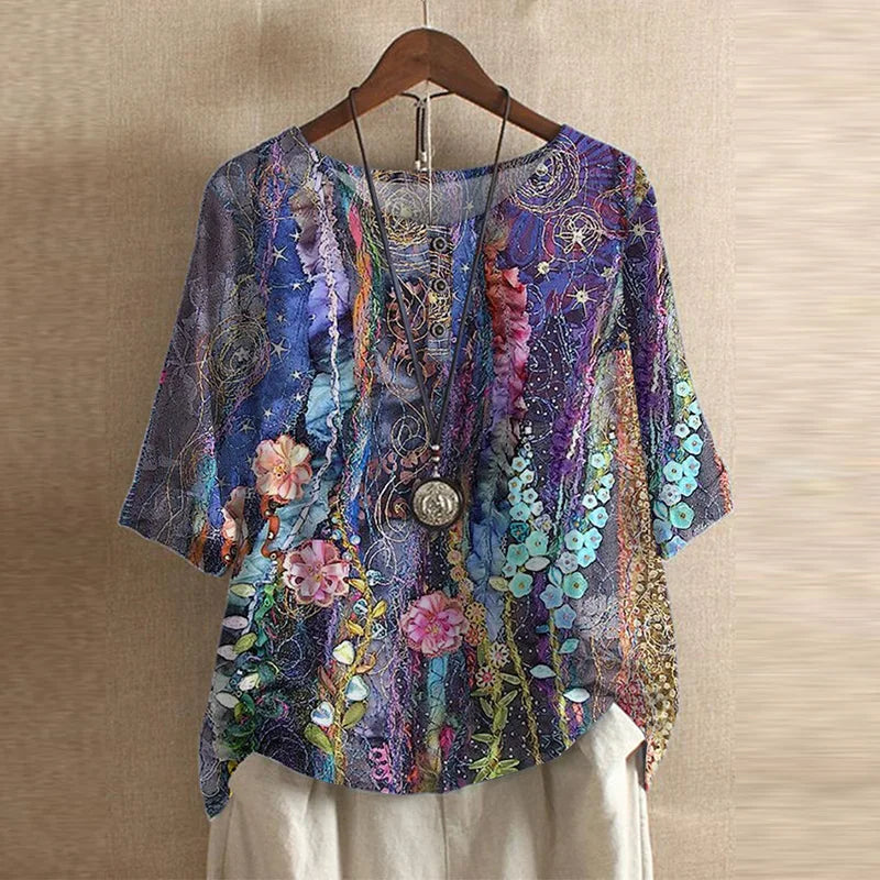 Retro charm elegant blouse for women -9