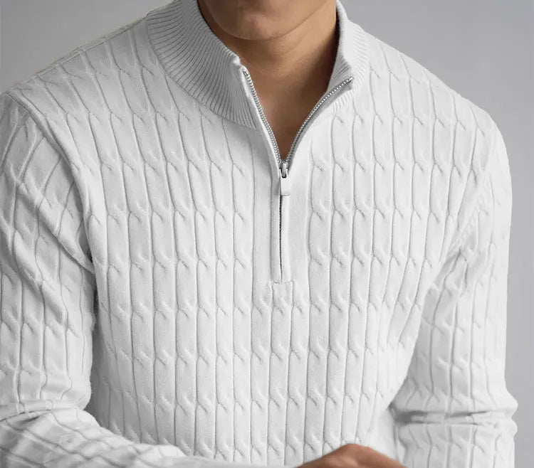 Classic cable-knit half-zip everyday jumper for men | Ellison -20