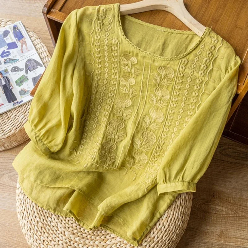 Flowing embroidered blouse for women | Celeste -8