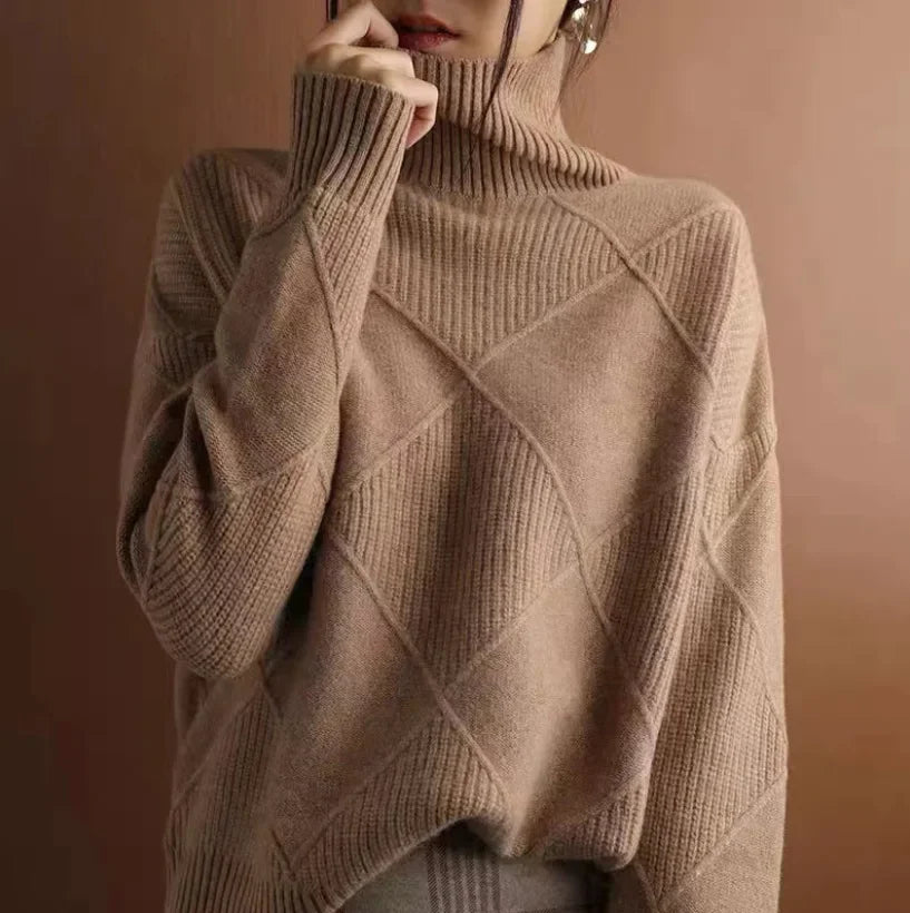 Allegra diamond knit cashmere jumper for women | Celestine -5