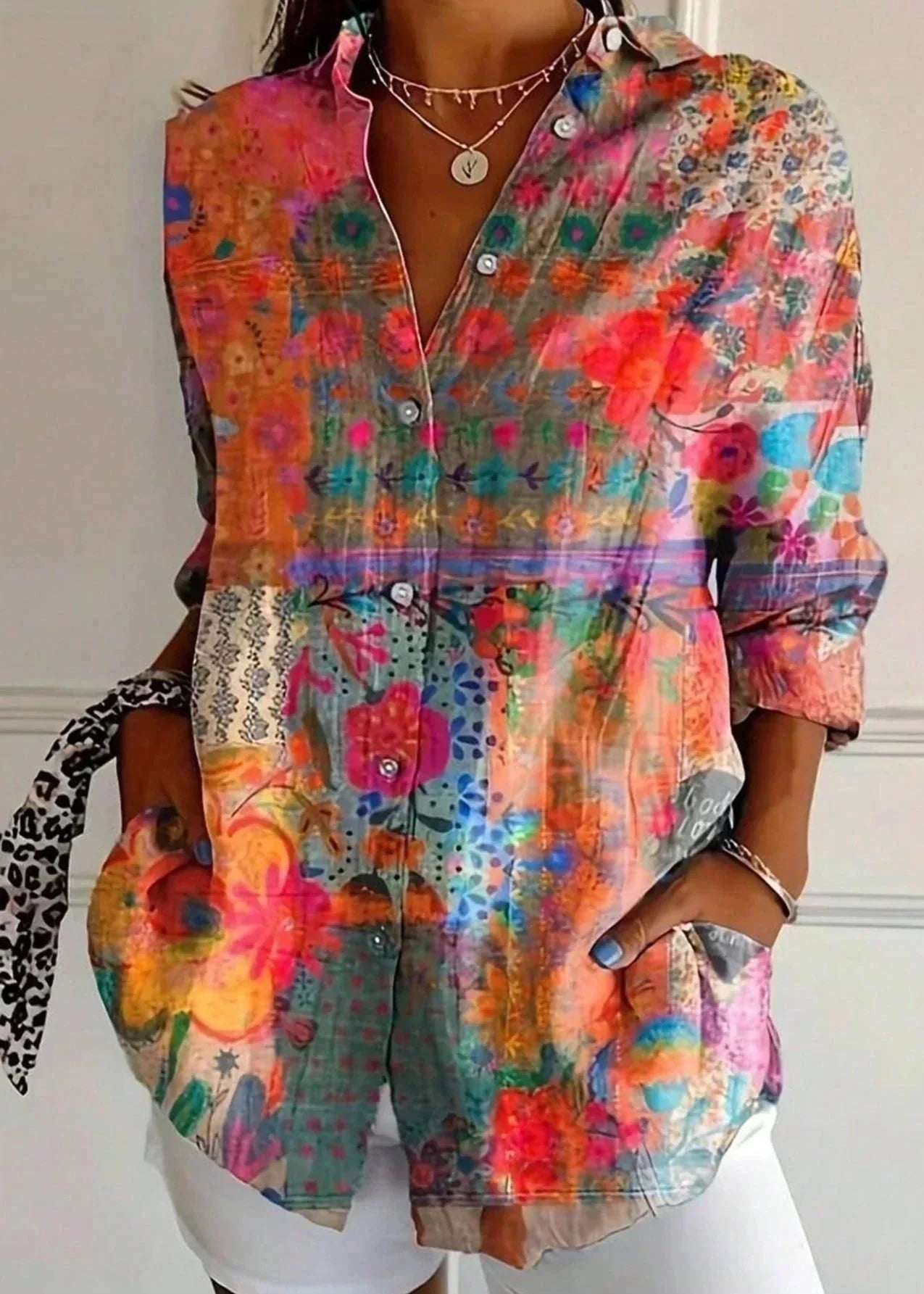 Printed blouse vibrant comfort for women -2