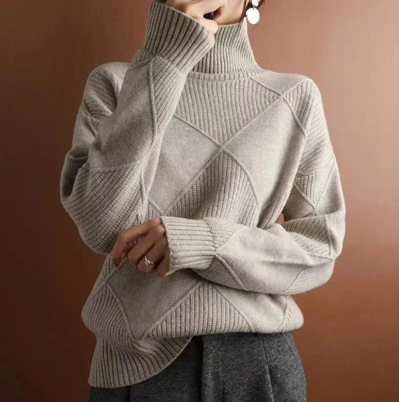 Allegra diamond knit cashmere jumper for women | Celestine -3