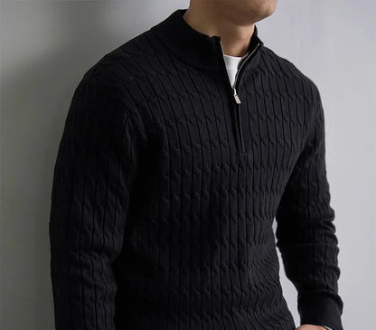 Classic cable-knit half-zip everyday jumper for men | Ellison -6