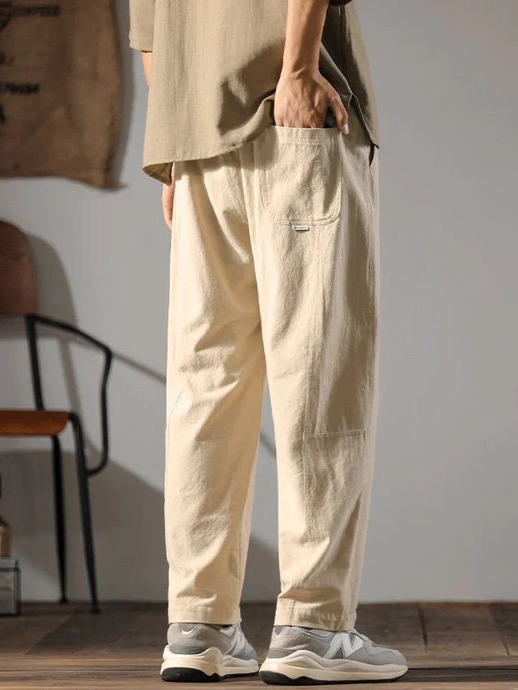 Relaxed drawcord straight leg trousers for men | Solen -3