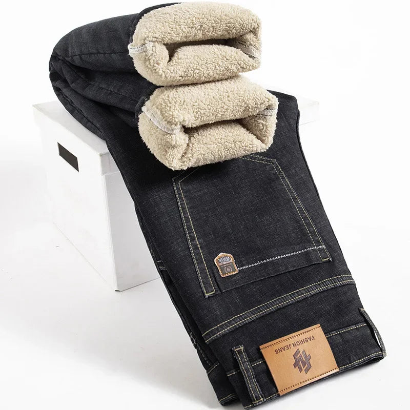 Fleece lined full length jeans trousers for men | Hudson -4