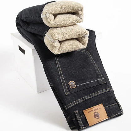 Fleece lined full length jeans trousers for men | Hudson -4