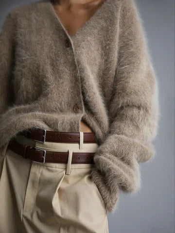 Elegant loose-fit cashmere cardigan for women | Ella -2