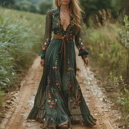 Romantic boho everyday maxi dress for women | Alina Soleil -3