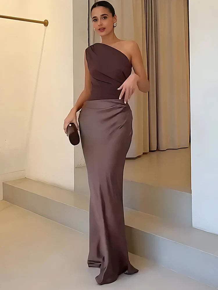 Elegant asymmetric maxi dress for women | One-Shoulder -2