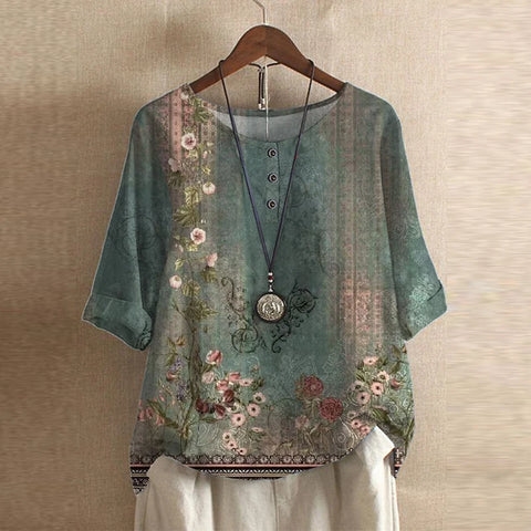 Retro charm elegant blouse for women -1