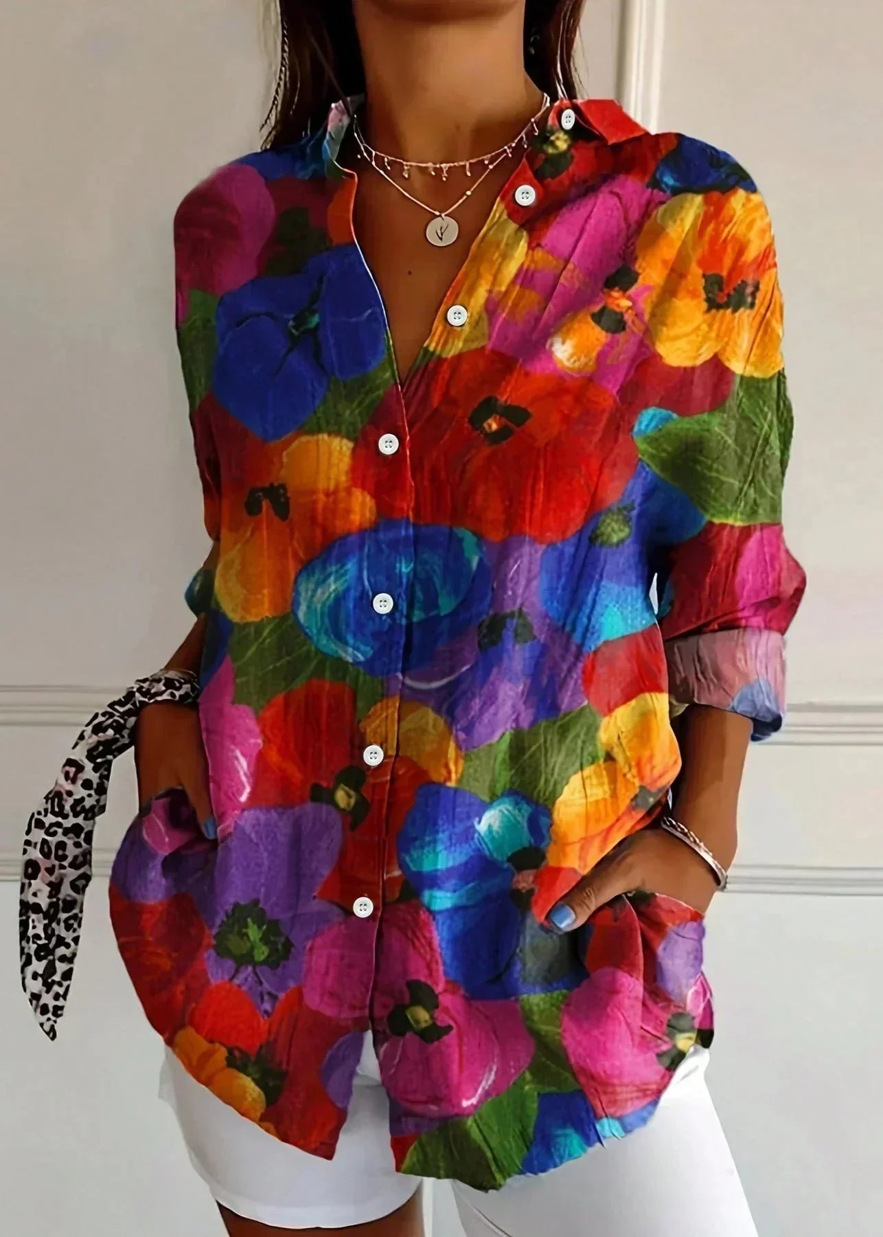 Printed blouse vibrant comfort for women -6