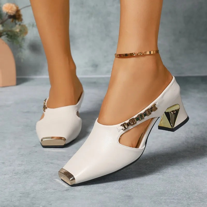 Heels elegant metallic for women | Clara -6