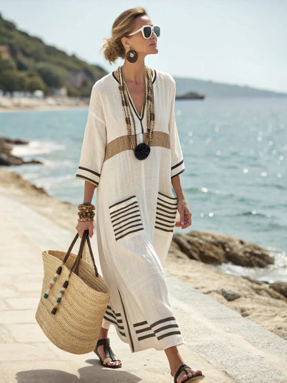 Maxi summer dress with flowing silhouette for women | Angela