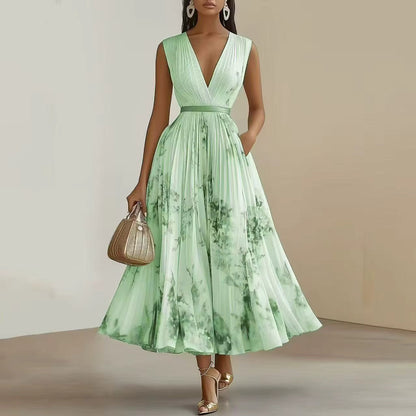 Elegant pleated everyday maxi dress for women | Rowella -4