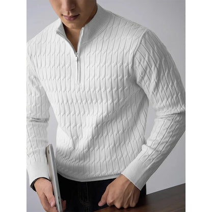 Classic cable-knit half-zip everyday jumper for men | Ellison -23