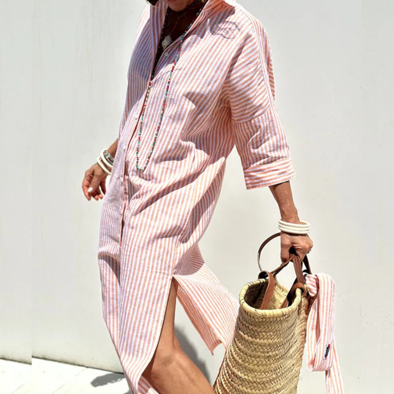 Chic striped dress shirt for women | Isla -2