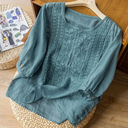 Flowing embroidered blouse for women | Celeste -2