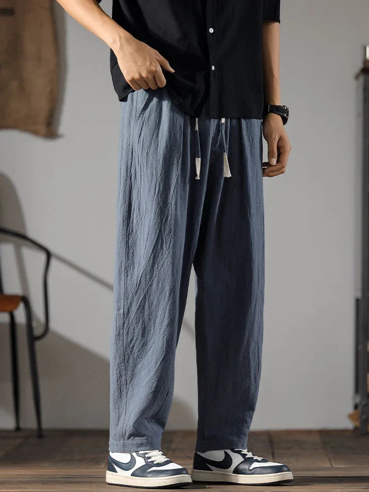Relaxed drawcord straight leg trousers for men | Solen -5