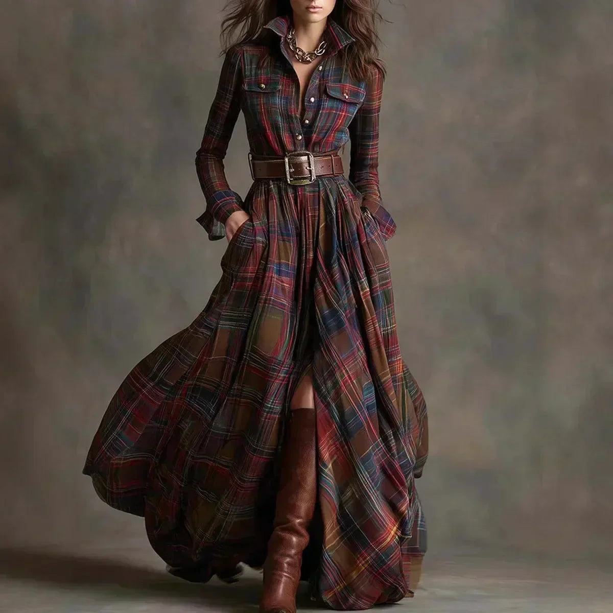 Classic relaxed everyday maxi dress for women | Althea -1