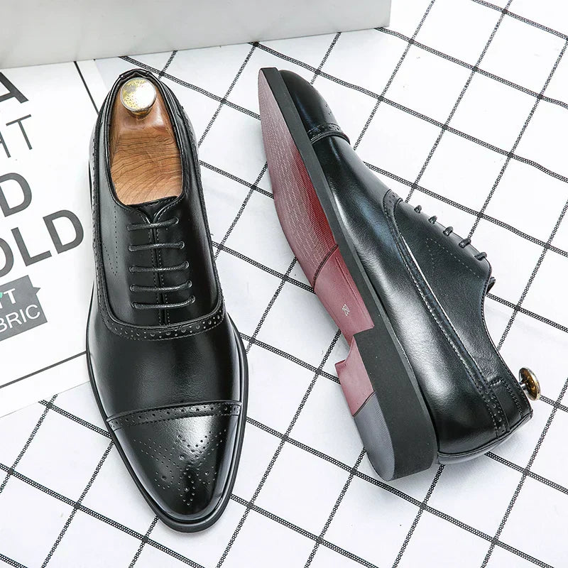 Classic leather brogue oxford dress shoes for men -6