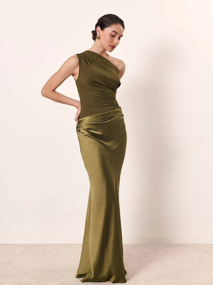 Elegant asymmetric maxi dress for women | One-Shoulder -4