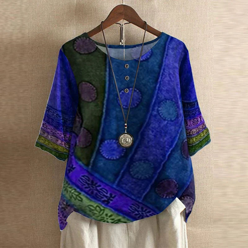Retro charm elegant blouse for women -5