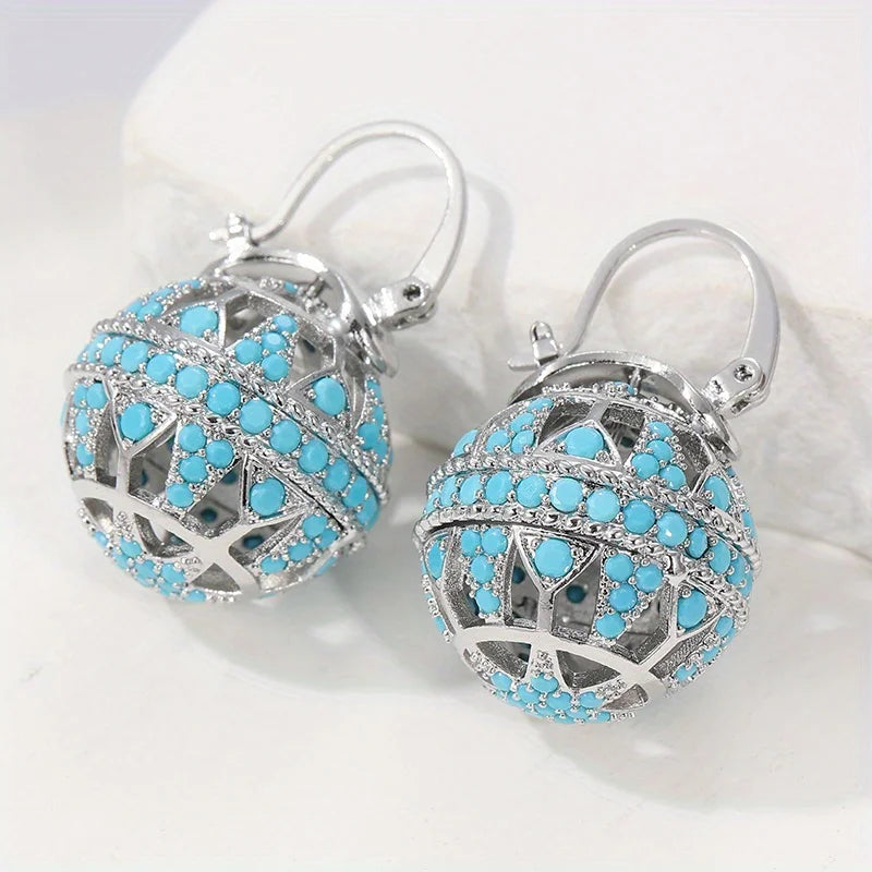Globe drop earrings with filigree-inspired detail for women | Elowyn