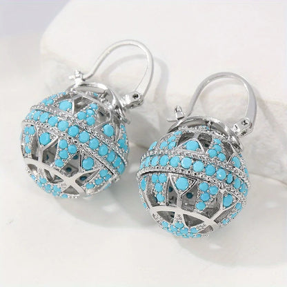 Globe drop earrings with filigree-inspired detail for women | Elowyn