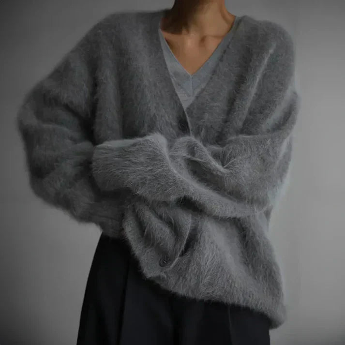 Elegant loose-fit cashmere cardigan for women | Ella -6